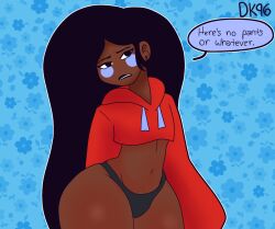 1boy belly croptop daisykitty96 dark-skinned_femboy dark-skinned_male dondon_(daisykitty96) femboy male midriff sissy solo_male speech_bubble thick_thighs underwear