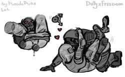 anal fully_clothed gas_mask male/male male_penetrating_male missionary_position s.t.a.l.k.e.r. sketch uniform