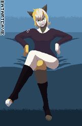 :3 animated anthro balls batartcave bottomless clothed clothing digital_media_(artwork) feline fur furry furry_only garble_(character) gif girly half_naked humanoid_penis legwear loop male male_only mammal one_eye_closed penis pixel_art seductive shirt short_playtime socks solo stockings toeless_socks toes wink