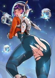 ass big_ass blizzard_entertainment huge_ass juno_(overwatch) kushb large_ass overwatch overwatch_2 presenting_hindquarters ripped_bodysuit tagme