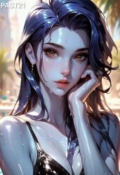 1girls ai_generated breasts female model modeling overwatch overwatch_2 photo_shoot photorealistic photoshop sweat swimming_pool swimsuit swimwear wet wet_body wet_skin widowmaker