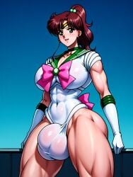 1futa abs ai_generated balls balls_bigger_than_penis big_areola big_breasts bishoujo_senshi_sailor_moon breasts brown_hair bulky clothed clothing dickgirl futa_only futanari futanurse gloves green_eyes intersex large_breasts light-skinned_futanari light_skin long_hair makoto_kino muscular muscular_futanari penis sailor_jupiter scrotum solo solo_futa testicles uncensored