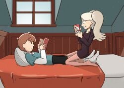 comic ctfmb david_(hilda) distracted hilda_(series) marra partially_clothed reading