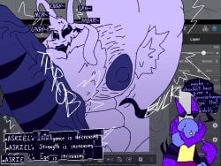 1_eye 6x_(felineflustered) ambiguous_gender antennae_(anatomy) anthro armpit_hair arthropod asriel_dreemurr_(god_form) beard big_penis body_hair boss_monster_(undertale) bovid breaking_the_fourth_wall brutification caprine chest_hair cracking duo erect_nipples facial_hair felineflustered floating_hands genitals goat growth himbofication huge_cock hyper hyper_genitalia hyper_lips hyper_penis insects lepidopteran lips male mammal medibang_paint_(copyright) moth muscle_growth neck_tuft nervous nipples penis thick_lips tuft undertale undertale_(series) unknown_species vein veiny_penis