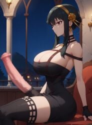 1futa 1girls ai_generated big_balls big_breasts big_penis big_thighs black_dress black_gloves black_hair busty censored censored_genitalia closed_mouth clothed clothing dress earrings emotionless expressionless fingerless_gloves from_side gloves hair_ornament headband horse_penis horsecock horsecock_futanari huge_breasts huge_cock human indoors jewelry large_breasts large_penis light-skinned_futanari light_skin lowiwer milf mosaic_censoring mosaic_censorship narrow_waist red_eyes short_hair_with_long_locks sitting solo solo_futa spy_x_family thick_thighs yor_briar yor_forger