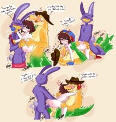 bunny dialogue double_penetration furry gummigoo_(the_amazing_digital_circus) jax_(the_amazing_digital_circus) jesterjerk multiple_poses pomni_(the_amazing_digital_circus) rabbit text the_amazing_digital_circus threesome wagging_tail