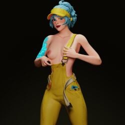 blender blue_eyes blue_hair comet_(fortnite) cute_face embarrassed embarrassed_female fortnite:_battle_royale