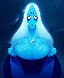 1girl 1girls 2024 2d 2d_(artwork) big_breasts blue_diamond_(steven_universe) blue_eyes breasts cartoon_network clothed clothed_female clothing female female_only gem_(species) gem_on_chest high_resolution highres humanoid lips long_hair mr_fuga mrfuga solo solo_female steven_universe