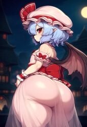 1girls ai_generated bat_wings big_ass big_butt blue_hair booty fat_ass female female_only huge_ass huge_butt mochipawg remilia_scarlet solo solo_female thick_thighs touhou vampire vampire_girl wings