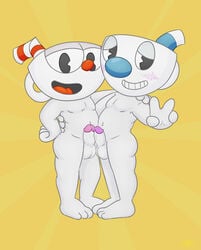 animate_inanimate balls cuphead cuphead_(game) erection heddy humanoid male mugman nude object_head penis yaoi