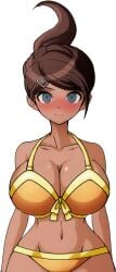 1girls asahina_aoi big_breasts breasts danganronpa dark-skinned_female edit elizaarts png sprite_edit swimsuit transparent_background