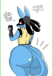 anthro ass balls big_balls big_butt big_penis darkdemon74x femboy femboy/femboy generation_4_pokemon genitals lucario male male/male nintendo penis pokemon pokemon_(species) pokemorph solo