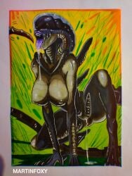 alien alien_(franchise) alien_genitalia alien_girl alien_humanoid alien_look_like_human fanart sexy_pose xenomorph xenomorph_queen