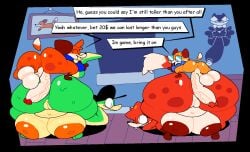 2boys 2girls absurd_res anthro anthro_on_anthro anthro_only anus areolae ass balls big_ass big_balls big_breasts big_penis breasts brew_dafox_(superiorfox) comparing_penis comparison competition competitive_sex curtecia_williams double_date female fox fox_girl glasses gravy_dafox_(superiorfox) hat highres large_areolae large_ass large_breasts large_butt large_penis larger_female lucy_swallows male penis puffy_pussy pussy smaller_male snake snake_girl soups_(superiorfox) superiorfox text text_box