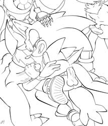 anal anus balls futuregalaxea gangbang gay group_sex handjob infinite_(sonic) male_only metal_sonic metonic monochrome penis shadow_the_hedgehog sonadow sonic_(series) sonic_the_hedgehog zavok