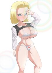 1girls android_18 big_breasts bigduck dragon_ball dragon_ball_z female solo solo_female tagme