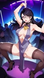 2d ai_generated bayonetta bayonetta_(character) bayonetta_2 female glasses high_heels mother pole pole_dancing posing short_hair slut