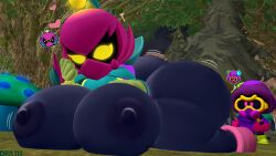 3d big_ass big_breasts brawl_stars cordelius_(brawl_stars) dra111_(artist) dragon316 fat_ass large_breasts lily_(brawl_stars) looking_at_viewer spanking_ass