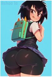 3rd_party_edit ai_generated ashaa ass_focus backsack booty_shorts female female_only huge_ass marvel miniskirt peni_parker pleated_skirt school_uniform spats spider-man:_across_the_spider-verse spider-man:_into_the_spider-verse spider-man_(series)