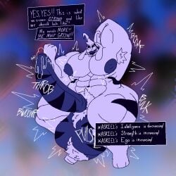 abs anthro armpit_hair asriel_dreemurr_(god_form) balls big_balls big_muscles big_pecs big_penis bodily_fluids body_hair boss_monster_(undertale) bovid caprine felineflustered genital_fluids genitals goat growth hairy_balls himbofication huge_balls huge_cock huge_muscles huge_pecs hyper hyper_balls hyper_genitalia hyper_penis intelligence_loss lips male male_only mammal muscle_growth muscular onomatopoeia pecs penis precum pubes solo sound_effects text thick_lips thick_thighs undertale undertale_(series)