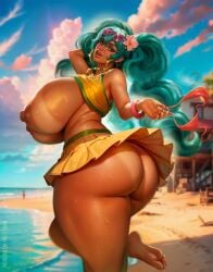 2d 2d_(artwork) beach brazil brazilian brazilian_female brazilian_miku busty female female_focus female_only hatsune_miku hourglass_figure long_hair mister69m outdoors outside tagme tan tan_body tan_skin tanline twintails vocaloid wide_hips