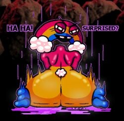 amysteriousmr angry ass_eating chica's_magic_rainbow chica's_magic_rainbow_(character) female female_focus female_only five_nights_at_freddy's fnaf giant_ass instant_loss non-human rainbow text