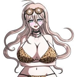 1girls big_breasts breasts danganronpa danganronpa_s:_ultimate_summer_camp danganronpa_v3 edit elizaarts embarrassed iruma_miu png sprite_edit swimsuit transparent_background