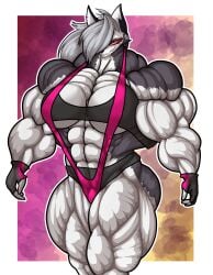 abs biceps big_breasts big_muscles breasts canine female hair hellhound helluva_boss huge_breasts huge_muscles large_breasts large_muscles long_hair loona_(helluva_boss) muscles muscular muscular_arms muscular_female muscular_legs muscular_thighs pecs vertigo66