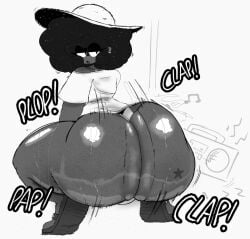 1boys ass clapping_ass clapping_cheeks dark-skinned_femboy dark-skinned_male dark_skin dark_skinned_male fazzinart femboy half-closed_eyes hat huge_ass jayden_(fazzinart) looking_back oil oiled oiled_skin solo sunhat