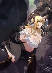 bad_end blowbang blowjob crescentia crescentia_fortuna deathblight deathblight_barghest defeated defeated_heroine heroine_in_trouble male rape sheep_girl