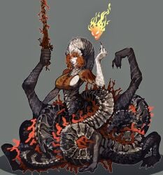 1girls arms_up barefoot big_ass big_breasts elden_ring female female_only fromsoftware genderswap_(mtf) monster_girl multi_leg multi_limb rule_63 rykard_lord_of_blasphemy sideboob snake snake_girl tail tomatolover16