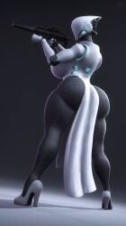 3d android android_girl ass ass_focus big_breasts black_body dress fat_ass feminine feminine_body gun haydee haydee_(game) heels high_heels huge_ass huge_butt huge_thighs large_ass large_breasts large_butt large_thighs massive_ass massive_butt mp7 no_eyes no_face no_mouth robot robot_girl robot_joints small_waist synthetic tagme tall tall_female taller_female taller_girl thick_thighs thin_waist weapon white_and_black_body white_body wide_hips