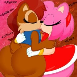 2020 2d 2d_(artwork) 2girls 3barts amy_rose ass ass_grab big_ass big_breasts breast_press breast_squeeze breasts bubble_butt dat_ass enjoying female/female female_only furry kissing lesbian_kiss romantic sally_acorn simple_background smooch sonic_(series) sonic_the_hedgehog_(series) yuri