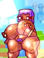 allay_(minecraft) completely_nude completely_nude_female dark-skinned_female dark_skin earrings efe_(minecraft) filthyskull huge_ass huge_breasts minecraft nipple_piercing pubic_hair purple_hair small_but_hung sweat sweating sweaty tagme vex_(minecraft) voluptuous