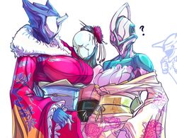 big_breasts kimono loki_(warframe) nova_(warframe) nyx_(warframe) saryn_(warframe) warframe