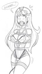 ball_gag black_and_white bondage bondage breast_grab drawing eyes_rolling_back mythra mythra_(xenoblade) swimsuit vibrator vibrator_in_pussy xenoblade_(series) xenoblade_chronicles_2