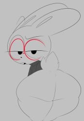 anthro ass big big_ass bunny femboy glasses konaditto looking_at_viewer looking_back simple_background sketch squashortstacks unnamed_character