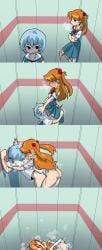 1futa 1girls asuka_langley_sohryu blush crap-man doggy_style elevator_sex emotionless fellatio female futa_on_female futanari gigantic_penis hiryouman neon_genesis_evangelion rei_ayanami skirt