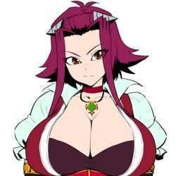 1girls ai_generated akiza_izinski alternate_breast_size cleavage female huge_breasts large_breasts looking_at_viewer mullon novelai red_hair solo solo_female solo_focus top_heavy yu-gi-oh!_5d's