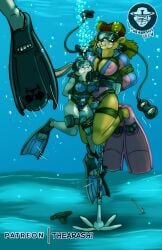 2girls anchor areola bondage breathless bubbles crossover disney erect female flippers high_cut judy_hopps massage_wand masturbation patreon peril rebecca_cunningham request scuba swimsuit talespin thearashi underwater vibrator wetsuit zootopia