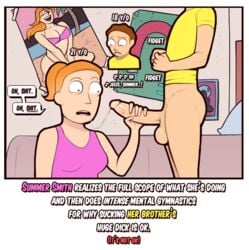 1boy 1girls big_penis big_sister brother_and_sister fellatio female huge_cock incest jamesab little_brother looking_at_penis male morty_smith older_female older_sister open_mouth orange_hair penis rick_and_morty saliva saliva_string straight summer_smith text younger_brother younger_male