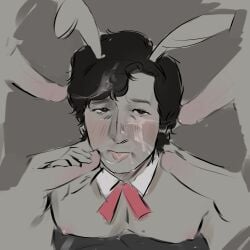 black_hair blowjob blowjob_only blush bowtie bun-hun bunny_boy bunny_ears bunnysuit crossdressing cum_in_hair cum_in_mouth cum_on_face disembodied_penis drooling drooling_on_penis facial fivesome group_masturbation group_sex handjob handjob_while_sucking long_hair male/male male/male/male/male/male male_focus male_only monochrome nipple_peek nipple_slip nipples seong_gi-hun sketch solo_focus squid_game vampyrcannibal