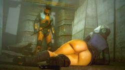 1boy 1girls 3d artist_request ass ass_focus big_ass boots bottom_heavy crowbar exposed_ass female gordon_freeman half-life half-life_(series) half-life_2 hev_suit imminent_sex male masked masked_female masked_male massive_ass metrocop metropolice_(half-life_series) metropolice_female_(half-life_series) outside pussy rogue_dat_ass_(meme) thick_ass thick_thighs