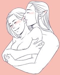 1boy1girl aloth_corfiser cuddling ear_nibbling elf fangmich female male male/female monochrome no_visible_genitalia pillars_of_eternity pillars_of_eternity_2 pointy_ears the_watcher_(pillars_of_eternity)