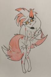 anthro canid canid_demon canine canis crymini crymini_(hazbin_hotel) demon domestic_dog donneydoeven female hazbin_hotel hellhound hi_res mammal mythological_canine mythological_creature mythology solo wolf