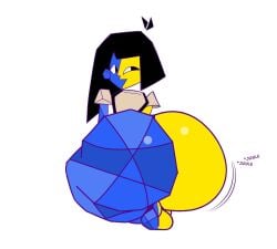 1boy 2020s 2025 balls black_hair blue_body butt_focus commissioner_upload digital_drawing_(artwork) digital_media_(artwork) ena ena_(series) femboy ftm_crossgender huge_ass huge_butt looking_at_viewer male male_only polygonal rule_63 short_hair suspenders thebuttden twink two_tone_body white_background white_clothing yellow_body
