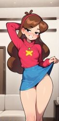 ai_generated gravity_falls mabel_pines no_panties pantyless seductive_smile skirt_lift slim tagme wqxl