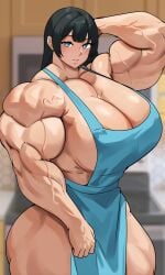 apron kitchen musctonk muscular muscular_female