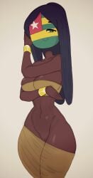 accessory african african_female almost_nude arm_raised bare_pussy barely_clothed big_ass big_breasts black_skin blushing blushing_at_viewer blushing_lines clothing countryhumans countryhumans_girl covering_breasts curvy_ass curvy_breasts curvy_thighs dark-skinned_female dat_ass exposed_ass exposed_belly exposed_pussy eyebrow_raise female female_focus flawsy floating_head grabbing_object gradient gradient_background hourglass_figure huge_ass huge_thighs looking_at_viewer object_on_head one_eye plump_ass plump_thighs rings round_breasts shiny_skin smiling smiling_at_viewer smirking thick_thighs thighs_together tiny_waist togo_(countryhumans) voluptuous voluptuous_female wide_hips