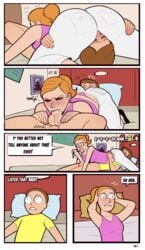 1boy 1girls 69 2017 69_position adult_swim aged_up ass ass_in_face big_penis big_sister bottomless brother_and_sister clothing comic cum cum_in_mouth cum_in_throat cum_inside deepthroat dialogue dick english_text facesitting fellatio female fully_clothed huge_cock incest jamesab little_brother morty_smith older_female older_sister oral panties partially_clothed penis pink_shirt post_sex_clarity rick_and_morty smell summer_smith text white_pants yellow_shirt younger_brother younger_male